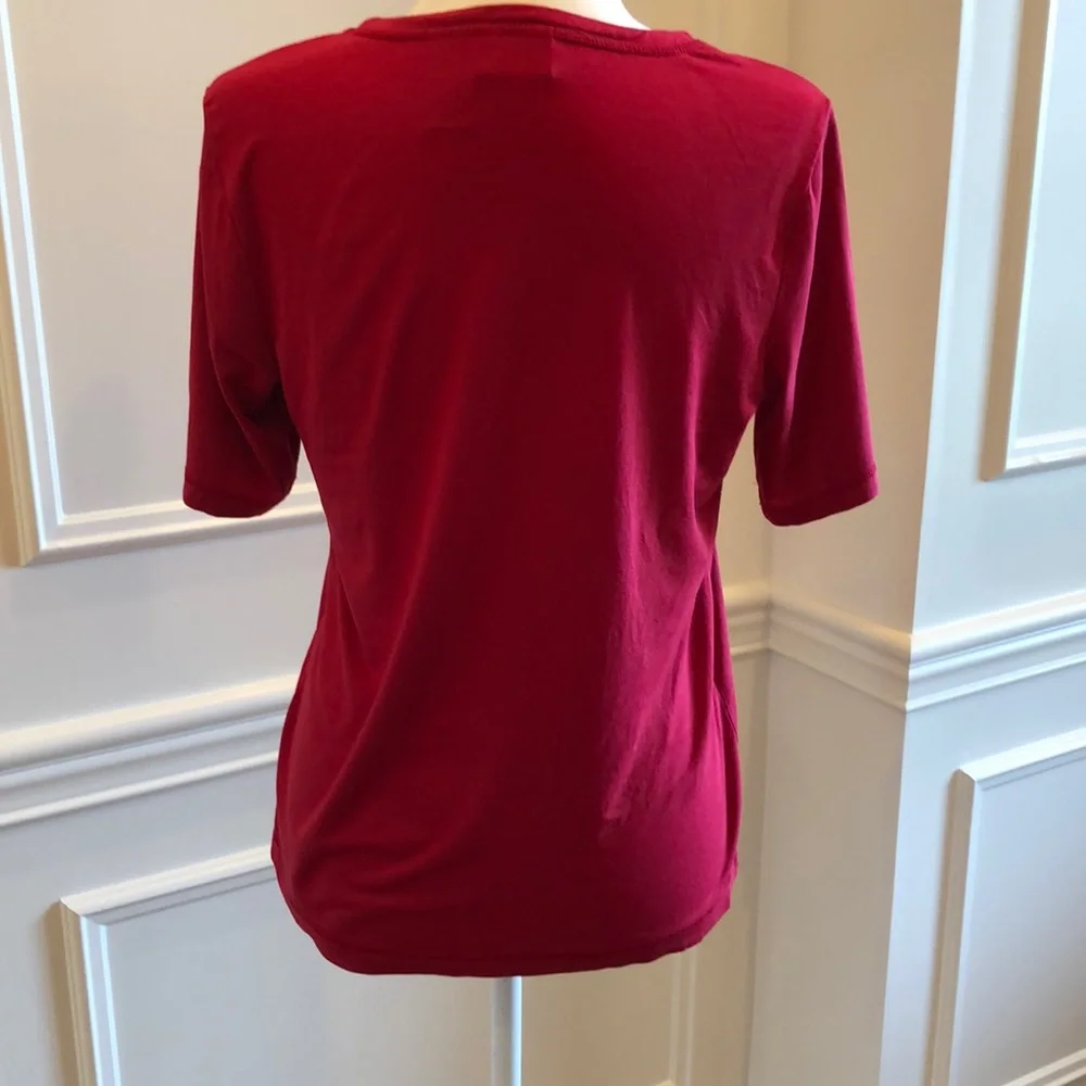 Chico’s Red Short Sleeve Shirt - Picture 3 of 6